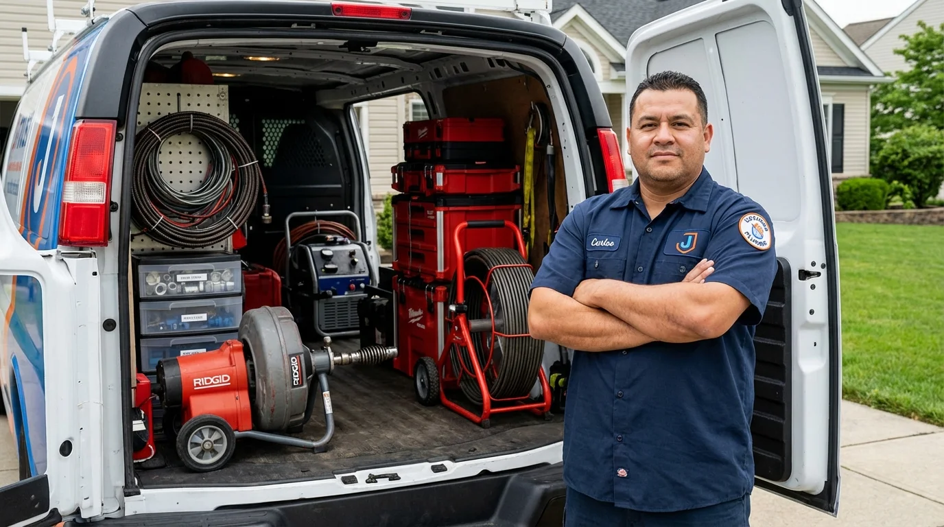 Professional drain cleaning equipment and Johns Plumbing LLC plumber in White Haven