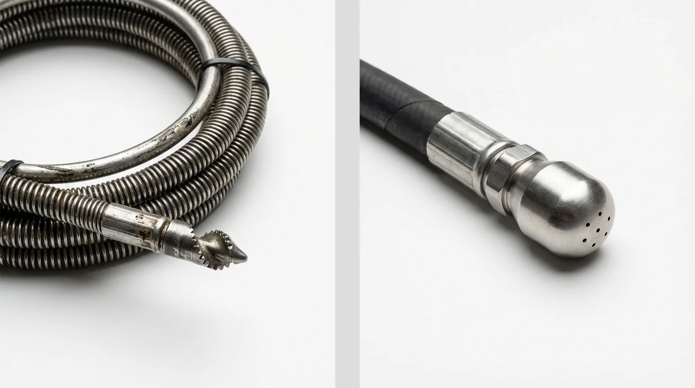 Drain snake cable and hydro jetting nozzle used for drain cleaning in White Haven, PA