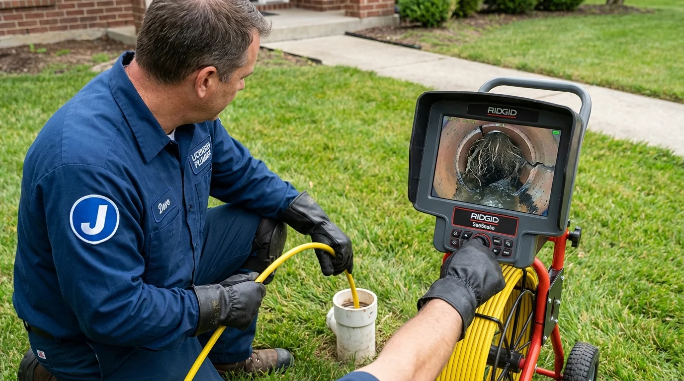Sewer camera inspection being performed by Johns Plumbing LLC in White Haven