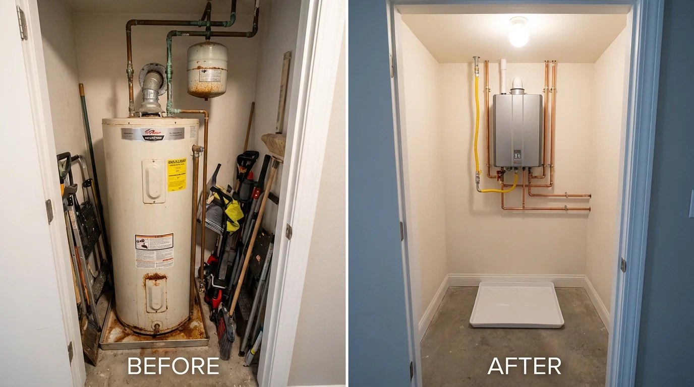 Tank water heater versus wall-mounted tankless unit comparison for White Haven, PA homeowners
