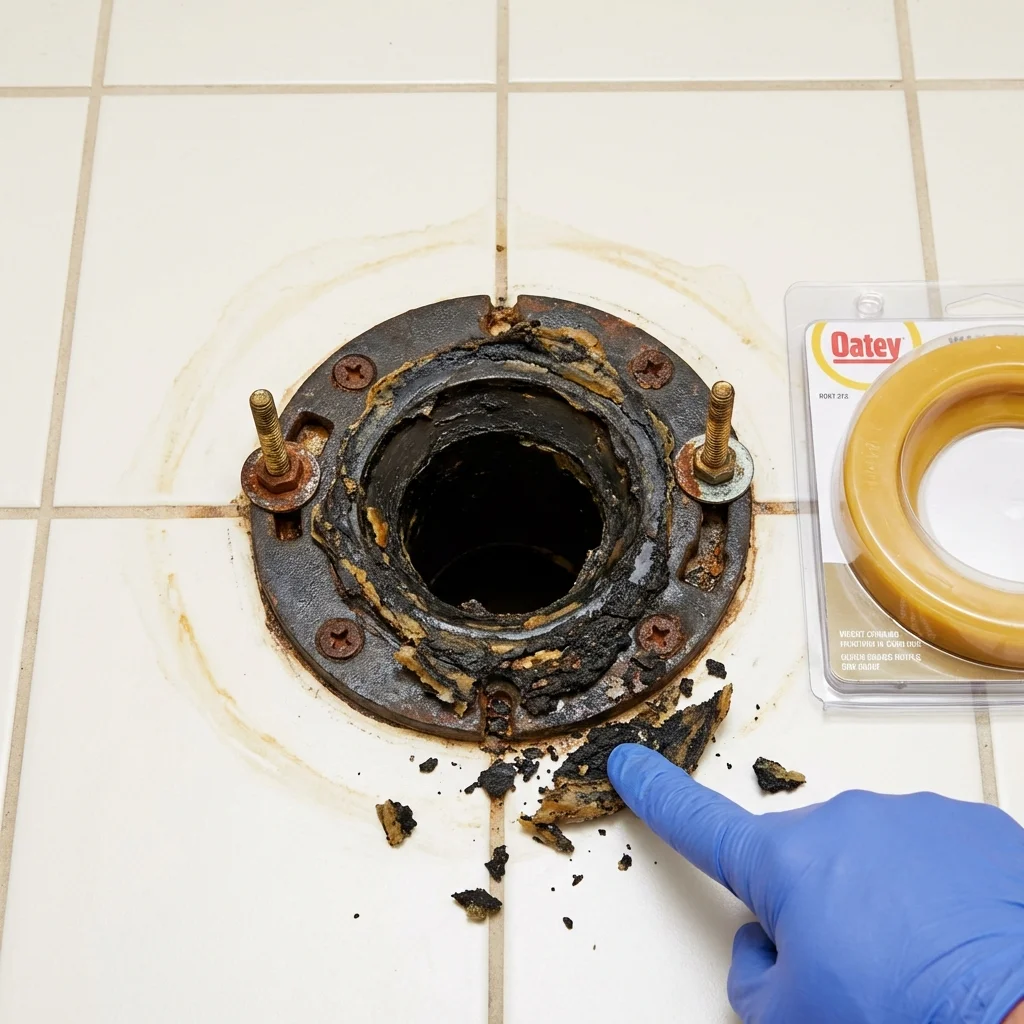 Failed wax ring showing water seepage at the base of a toilet in a White Haven, PA home